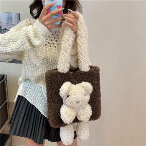 Plush Tote Women – Cute Stylish Shoulder Bag With Soft Fur, Magnetic Closure, Phone Pocket, Perfect For Daily Use And