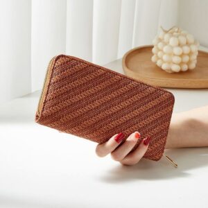 ashionable Women’s Woven – Compact & Lightweight PU Wallet For Everyday Use, Multiple Colors (Brown, Black, White, Red,