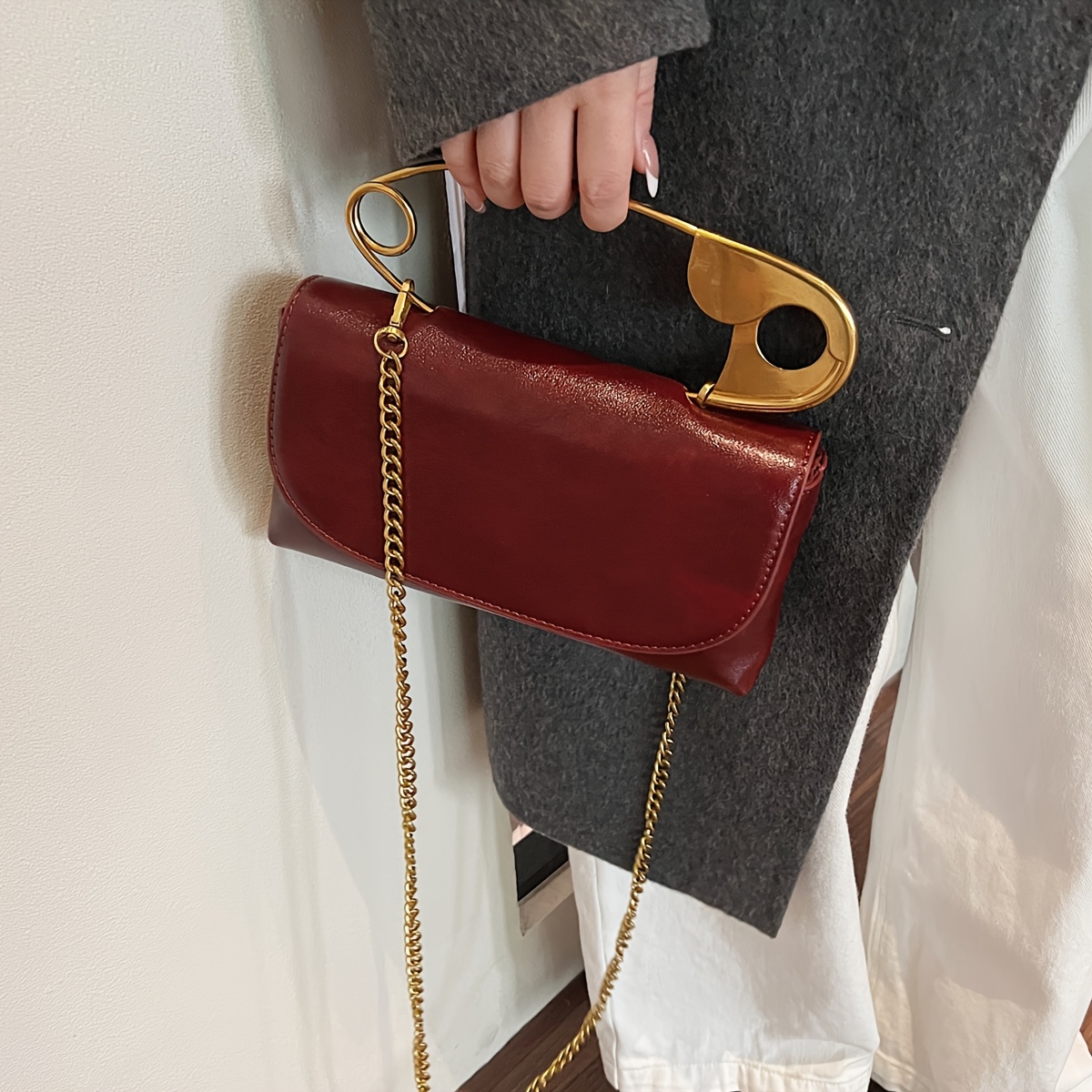 Unique Large Pin Design Envelope Bag Ladies Punk Style Daily Evening Purse - Image 4