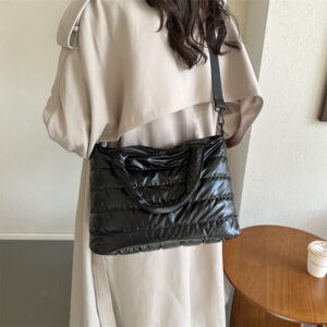 Clothes Bags 2026 Autumn And Winter New Embroidered Thread Space Cotton Shoulder Handbag Fashion Glossy Women’s