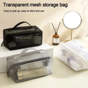 2026 Large Capacity Mesh Makeup New Organizer Pouch Lightweight Transparent Wash Solid Travel Storage Bag Swissmilitary