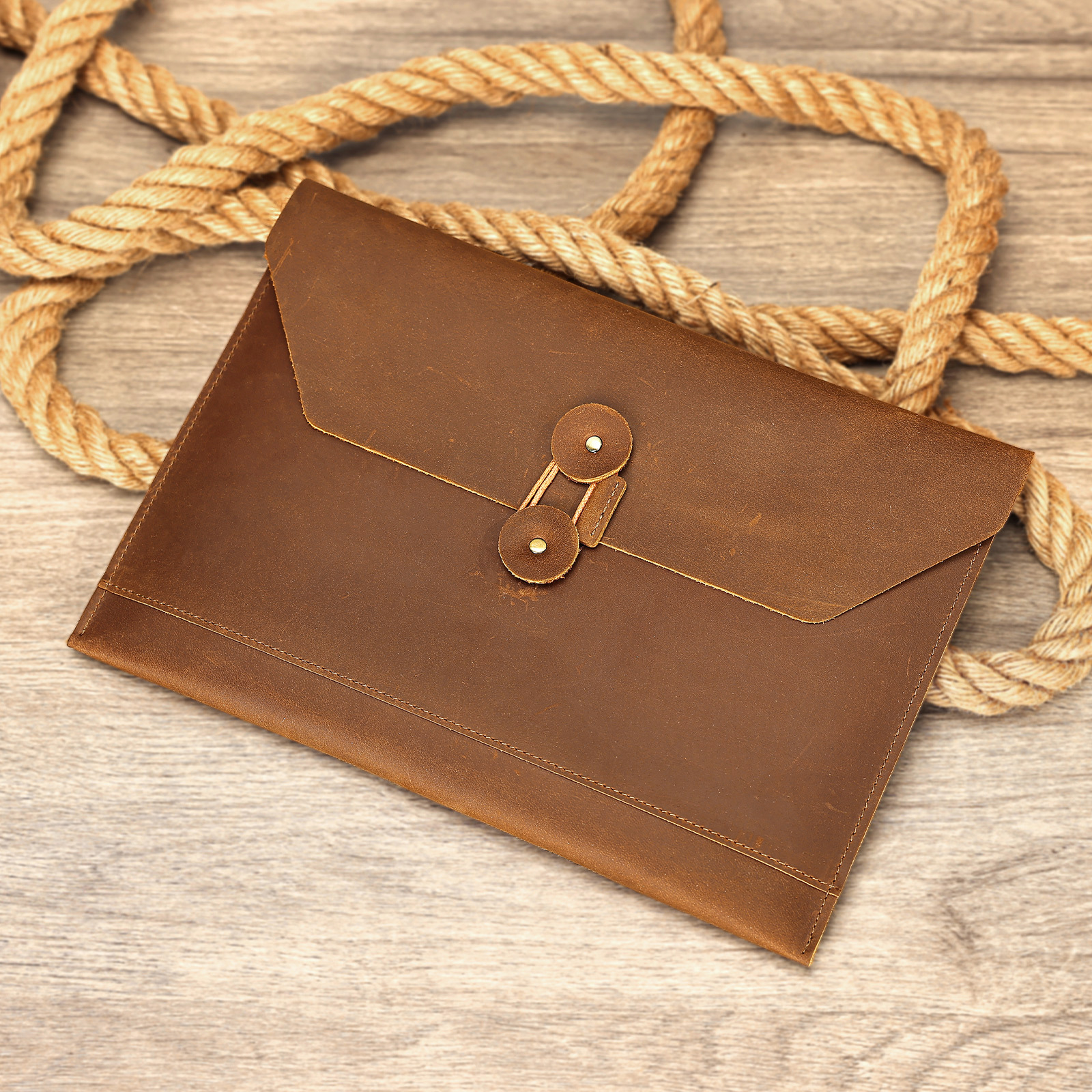 Wrapped Rope Men's Multi Card Flat Storage Bag, Business Travel A4 File Bag - Image 5