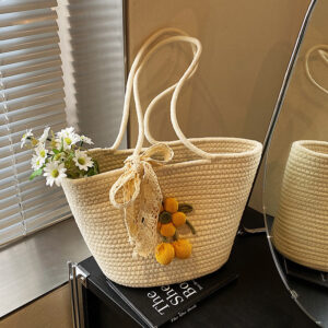 Woven Bag, Straw Women, Large-capacity Handbag Beach Vacations, Shoulder Tote Bag For Stall Sales