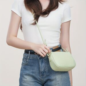 Korean Minimalist Blush Pink Small Messenger Bag Smooth Soft Fabric Knot Decor Adjustable Thin Strap Ladies Daily Date
