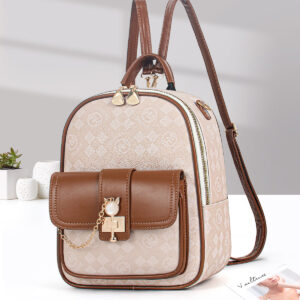 Women’s Fixed Shape Korean Style Printed Ladies Travel Backpack Large Capacity School Bag