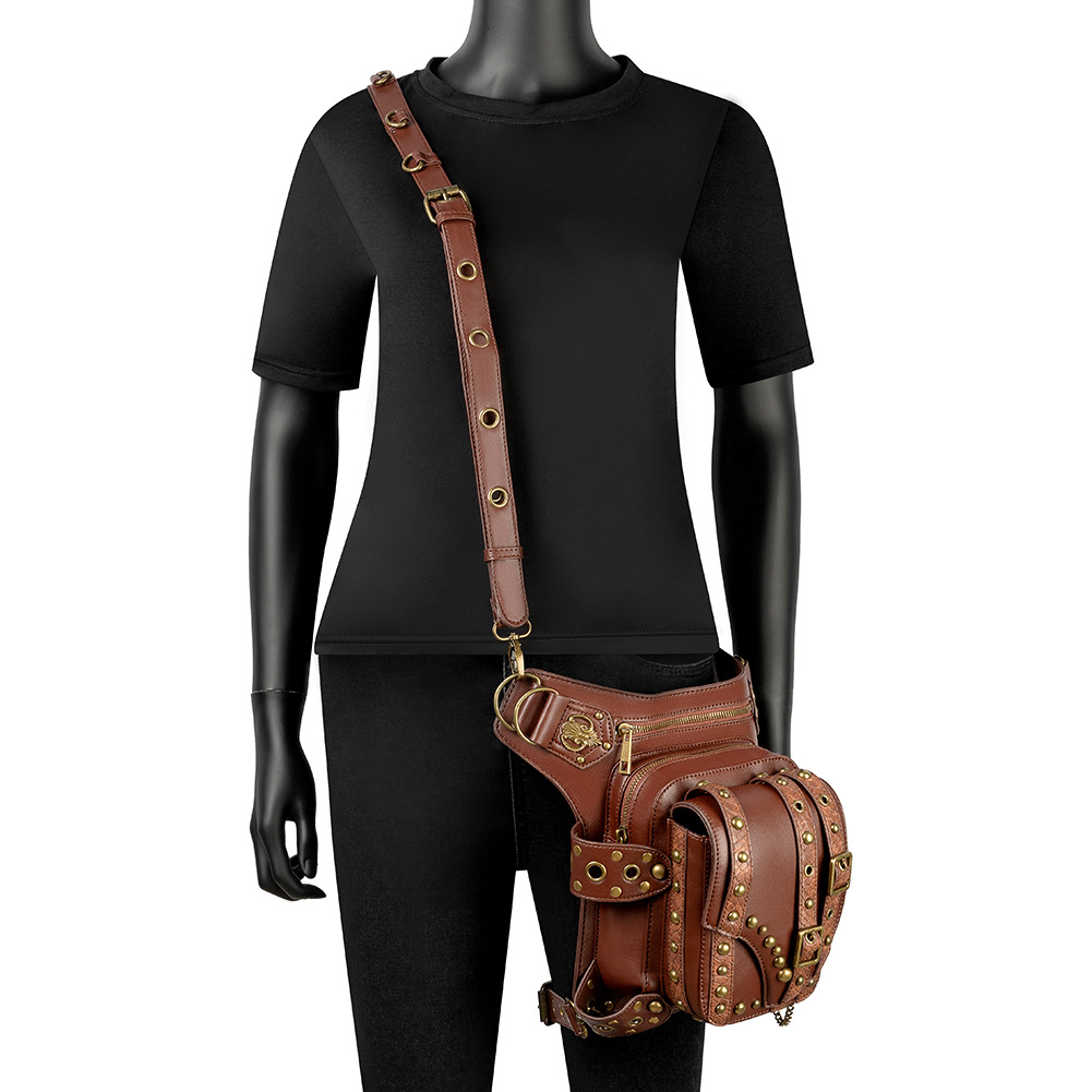 punk rock locomotive chain women's shoulder messenger men's waist bag - Image 3