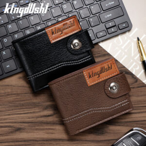 New Style Short Wallet Patchwork Men’s Money Clip Magnetic Buckle Zipper Coin Purse Multi-Card Slots