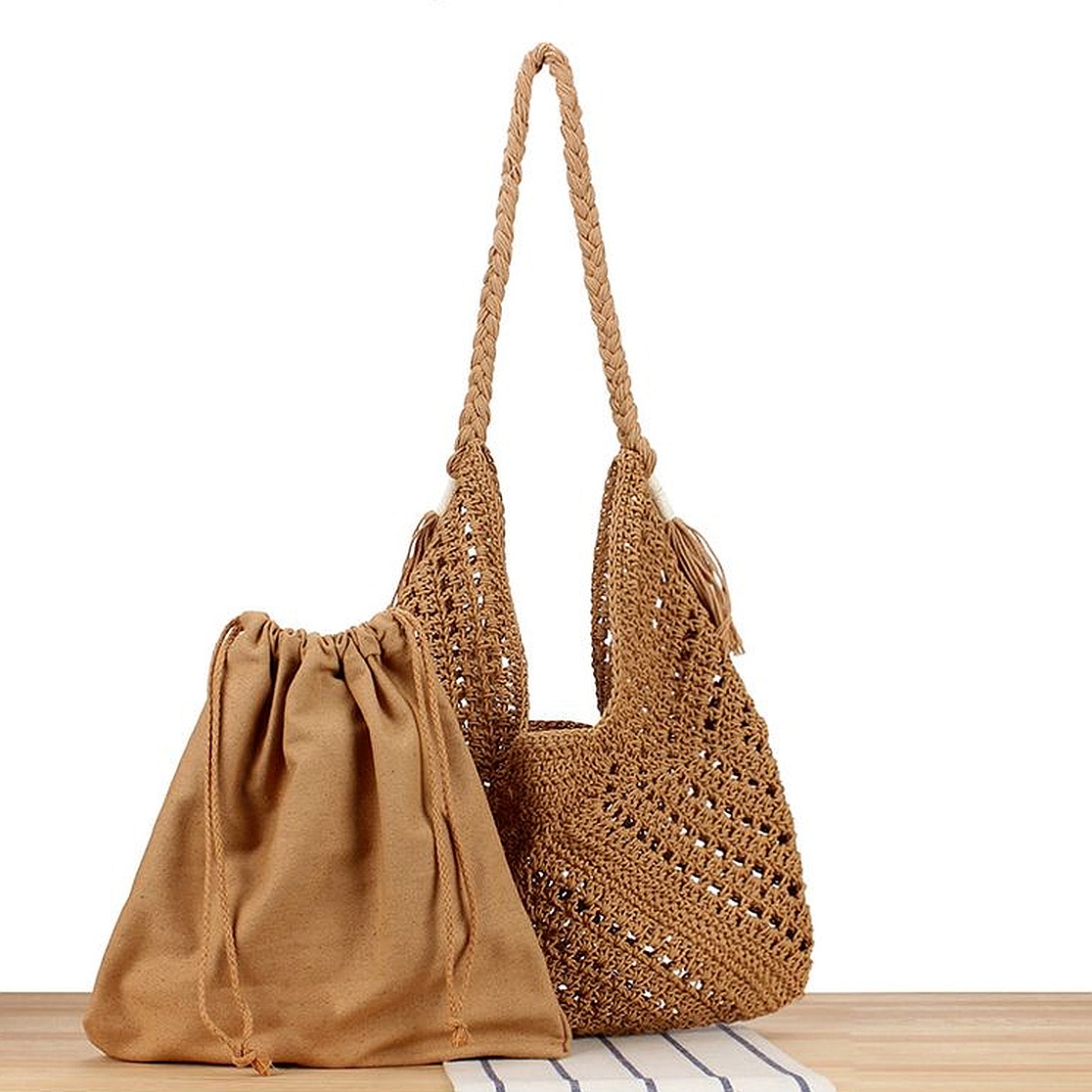 Fashion Straw Handwoven Niche Hollow Triangle Commuter Shoulder Seaside Holiday Bag - Image 6