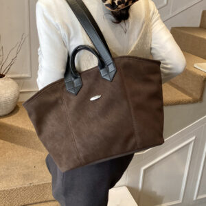 Large Capacity Simple Tote For Women 2026 New Casual Textured Commuter Student Class Shoulder Bag