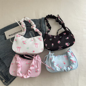 Casual For Women 2026 New Cute Small Flower Shoulder Korean Style Fashionable Underarm Bag Textured Handbag