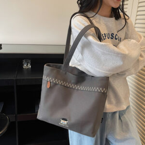 Embroidered Multi-pocket Chunky Shopping Tote Canvas Autumn And Winter Versatile Korean Version Of Mommy Armpit Shoulder