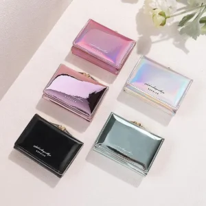 Bag Free Shipping Wallets Trend Women Wallet Bags Letter Print Laser Short Change Purse PU Leather Small Money Coin Card
