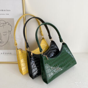 Fashion Women’s 2026 New Korean Style Fresh Underarm Bag Crocodile Pattern Personality Shoulder Handbag