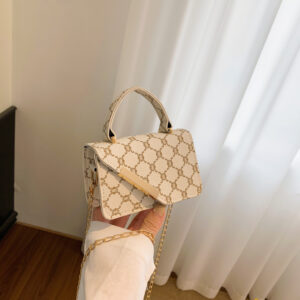 2026 New Vintage Print Fashionable Trendy Commuting Chain Handbag Shoulder Crossbody Small Square Bag