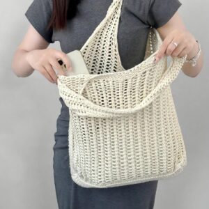 Fashion Knitted Versatile Tote Large Capacity Shoulder Simple Hollow Woven Summer Beach Bag