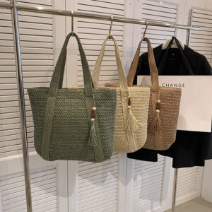 Summer Straw Woven for Women Handbags Handmade Raffia Beach Boho Shoulder Large Tote Tassel Shopping Bag Bolsas 2026