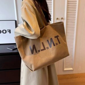 Large Capacity Canvas Tote For Women Casual Versatile Single Shoulder Handbag College Student School Class Commute Daily