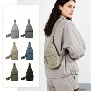 Wrinkle Nylon Anti-theft Chest Crossbody Bag Multi Pocket Lightweight Unisex Outdoor Running Travel Casual Shoulder