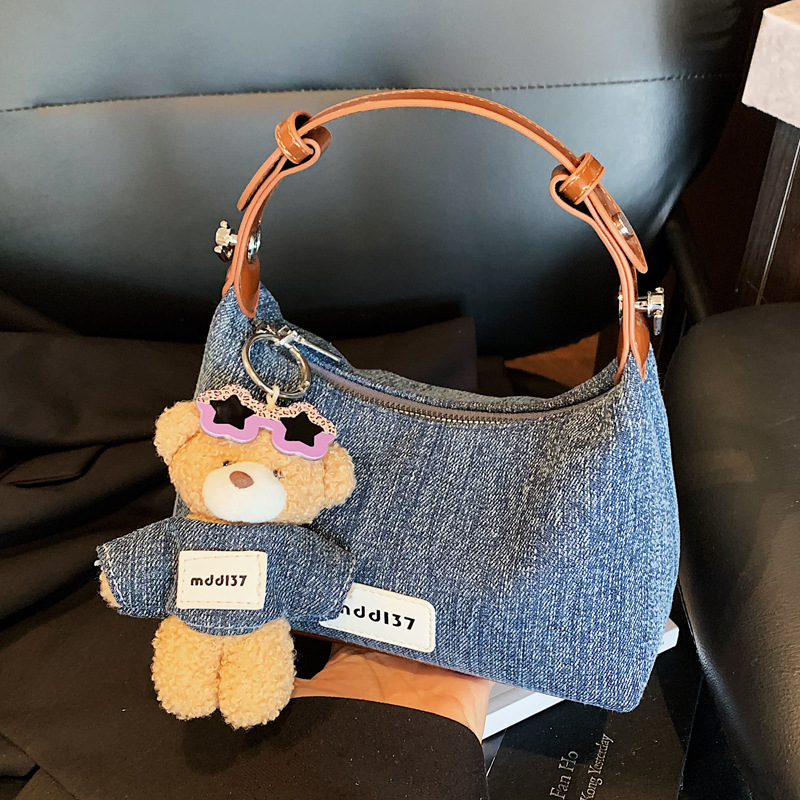Exquisite Popular Niche Denim Fashionable And Versatile Crossbody Bag, Portable Small Handbag For Outdoor Use - Image 3