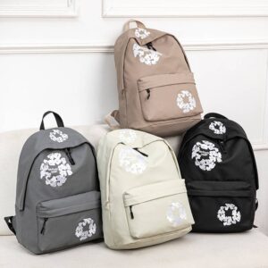 Embroidered Student Backpack Casual Travel Double Shoulder Bag Men Cute Ladies Ideal For Youth And Leisure Activities