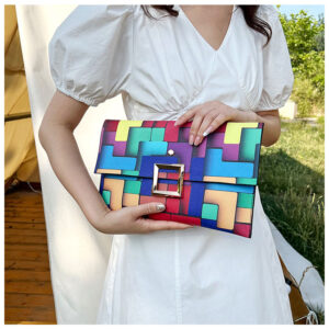 Rainbow Leisure Envelope Summer Fashionable And Personalized Women’s Handheld Trendy Contrast Color Simple Casual