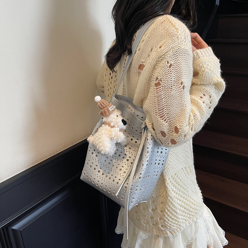 Women's Crossbody Cute Unique Hollow Design Shoulder Underarm Bucket Bag Summer Style Trendy Handbag - Image 4