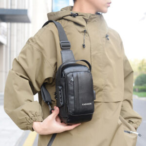 New PU Texture Men’s Breast Anti-theft Combination Lock Shoulder Large Capacity Business Commuter Portable Messenger Bag