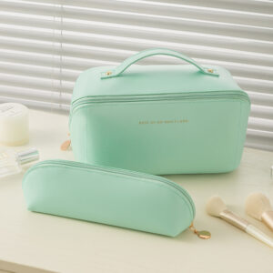 Organ pillow Makeup PU Leather toiletry bag High appearance level tote Travel portable storage bag(Two-piece set)
