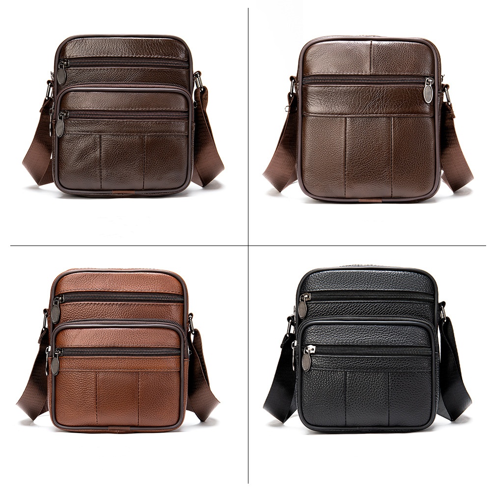 First layer genuine men's Men's single shoulder Business leather casual crossbody bag - Image 3