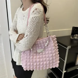 Women Bag Quilted Padded Fashion Pleated Bubbles Cloud Shoulder Bags Large CapacityTote Bucket Er Ruched Handbags 250107