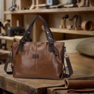 European American Retro Fashion Handbag Shoulder Crossbody Three Layer Leather Large Capacity Bag
