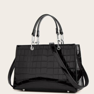 Crocodile Stone Women’s Retro Fashion Tote Large Capacity Shoulder Crossbody Bag