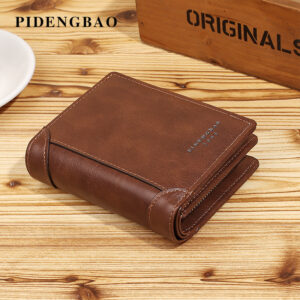 New Retro Business Short Multi-slot Zipper Coin Men’s Wallet