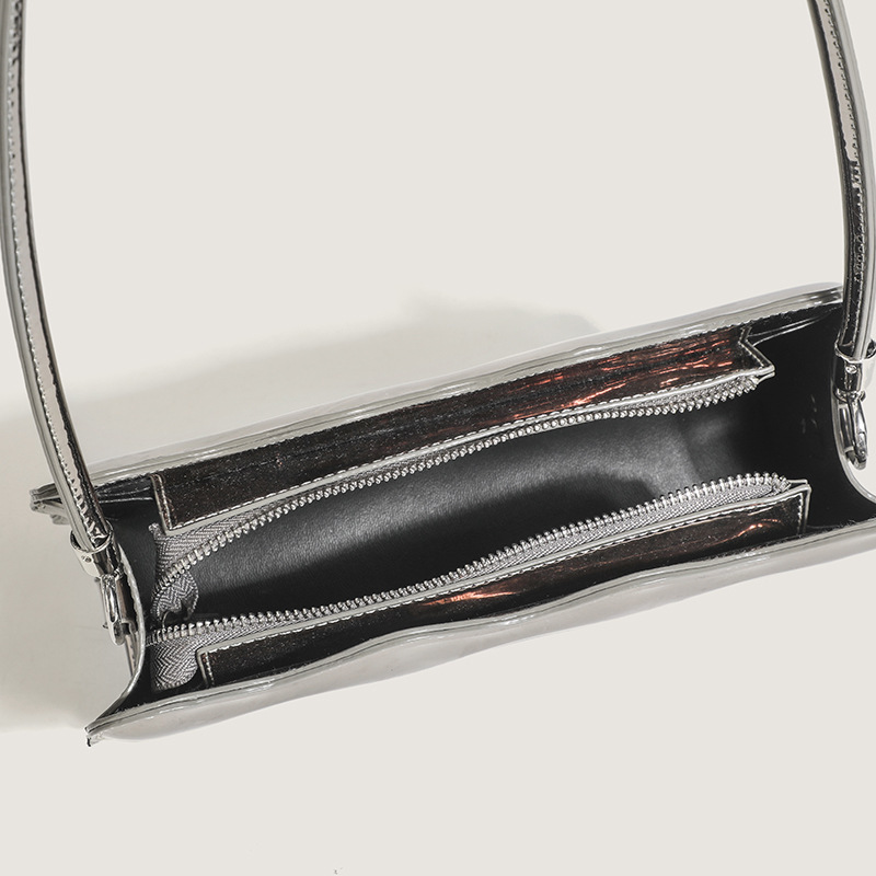 High-end Silver Baguette New Fashionable and Versatile Handbag Wavy Shoulder Armpit Bag - Image 4