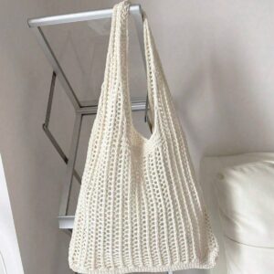 Fashion Knitted Versatile Tote Large Capacity Shoulder Simple Hollow Woven Summer Beach Bag