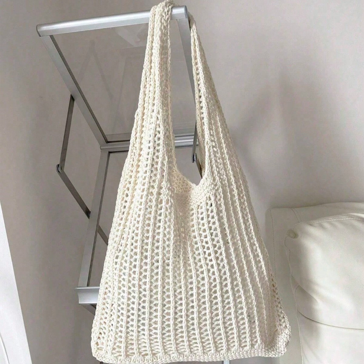 Fashion Knitted Versatile Tote Large Capacity Shoulder Simple Hollow Woven Summer Beach Bag