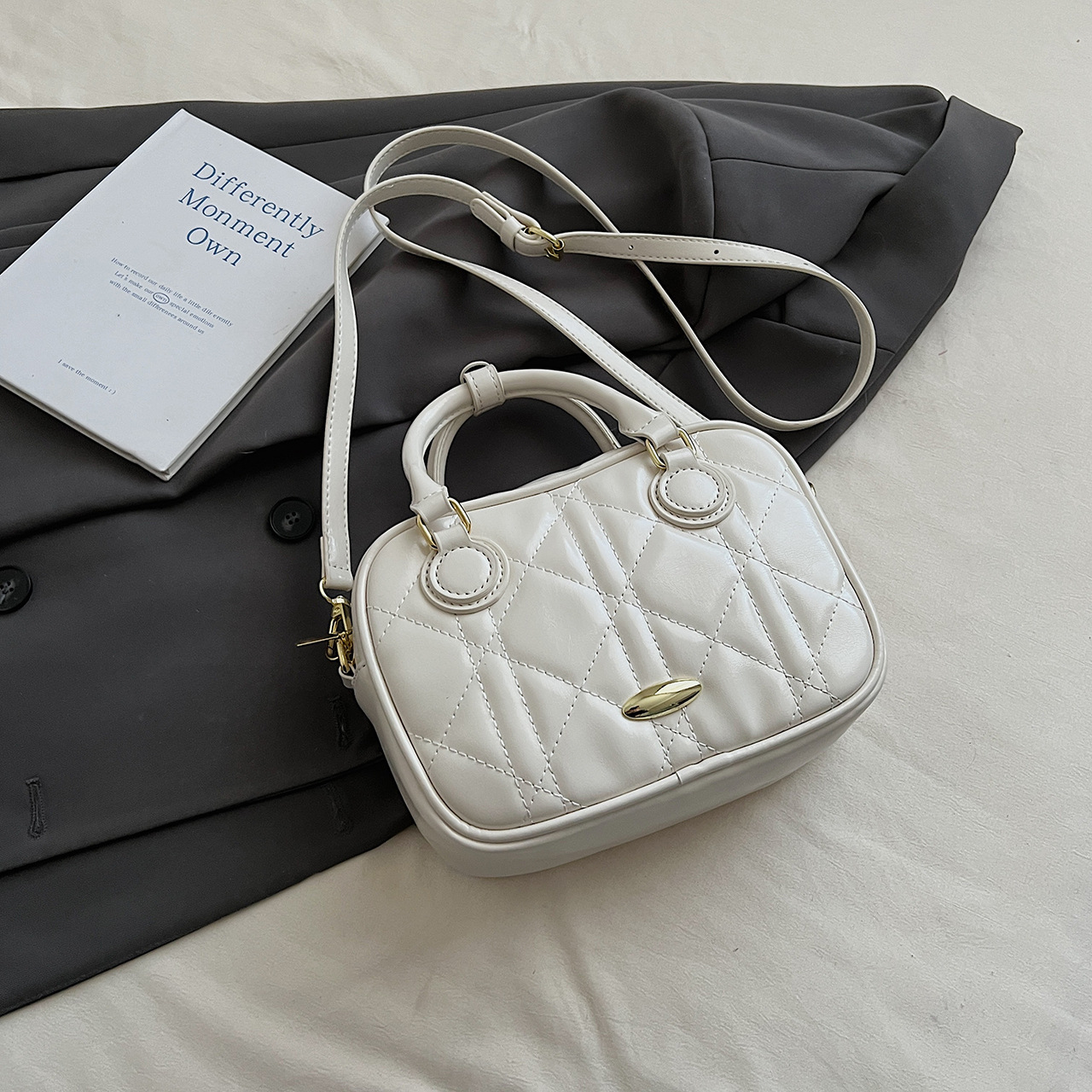 Minimalist Tote – Miu-Inspired Soft PU Shoulder Bag With Detachable Charm, Spacious Work & Travel Organizer - Image 5