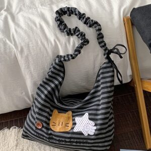 Trendy Girl’s Fashionable Striped Cartoon Towel Embroidery 2026 New Cute Casual Versatile Crossbody Bag For Women
