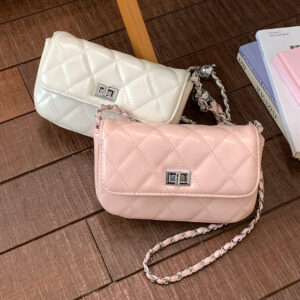 Quilted Chain Women’s Fashionable Versatile Small Square Underarm Shoulder Crossbody Bag PU Leather Zipper