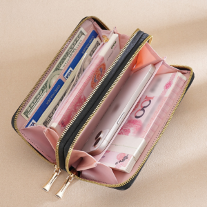 Long Double Zip Wallet Mobile Phone Bag Women’s Money Clip Large Capacity Clutch Coin Purse