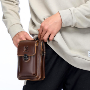 Men’s Genuine Leather Crossbody Phone Waist – Light Luxury Business Casual Chest Bag With Anti-Theft Design, Head Grain