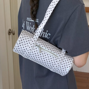French-style Polka Dot Underarm Women, 2026 Trendy PU Leather Handbag, Simple And Elegant Shoulder/crossbody Bag For