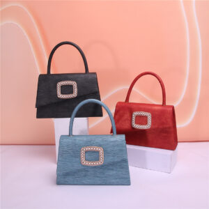 Unique Design Oblique Flap Handbag PU Material Square Inlaid Diamond Jewelry Personality