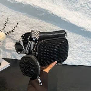 Fashion Diamond Studded Womens Crossbody With Coin Purses Adjusted Wide Strap Shoulder Bags For Gifts Ladies Handbags