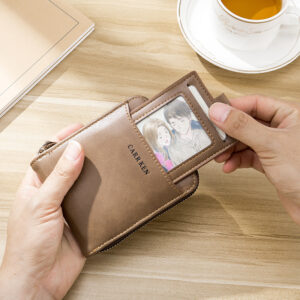 2026 New Men’s Square Bag Zipper Coin Purse Card Holder ID Case Multi-Card Slot Leather Wallet