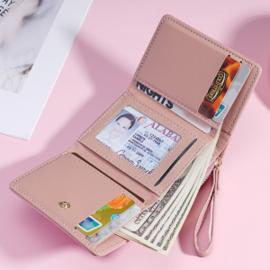 Clutch Bag Purse Women’s Short Fashion Simple Korean Coin Three Fold Multi-function Card Small Wallet