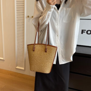 Bags Summer Beach Temperament Women’s Hand Held Simple Shoulder Crossbody Holiday Woven Bag