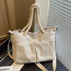 Korean-style New Large-capacity Versatile Shoulder For Women, Corduroy Simple Trendy Multi-pocket Crossbody Tote Bag