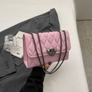 Popular Solid Color Diamond Embroidery 2026 New Style Lock Buckle Trendy Retro Chain Crossbody Single Shoulder Small