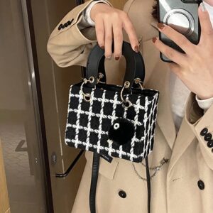 Mini Small Square Classic Plaid Women Bags Woolen Brand Handbag Designer Shoulder Purse Clutch Crossbody Lady Bag